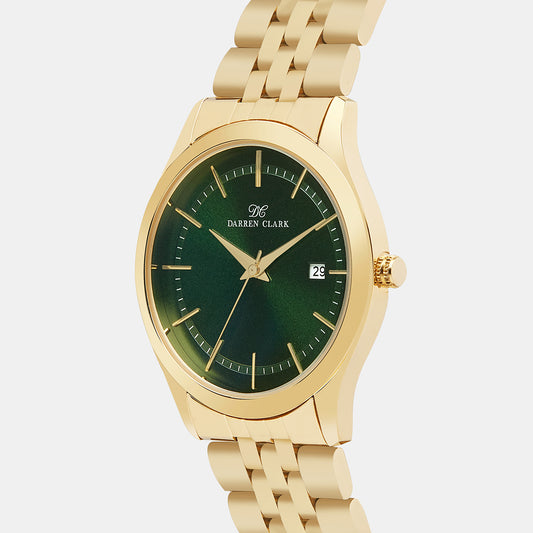 Men Quartz Green Dial Analog Stainless Steel Watch 1003B-M0214 Darren Clark 40 mm Round Quartz watch