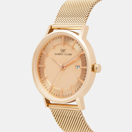 Men Quartz Rose Gold Dial Analog Mesh Watch 1004C-E0307 Darren Clark 40 mm Round Quartz watch