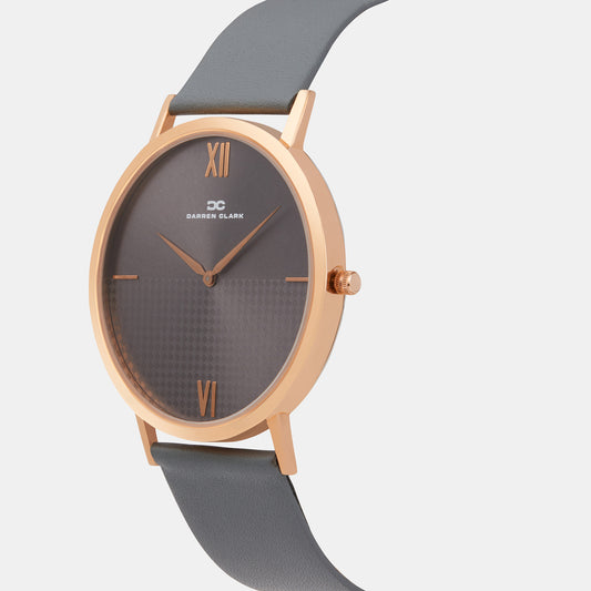 Men Quartz Grey Dial Analog Leather Watch 1005T-L0315 Darren Clark 38 mm Round Quartz watch