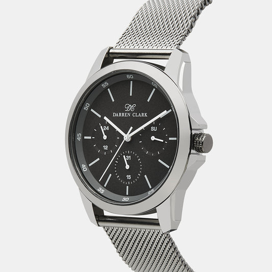 Men Quartz Grey Dial Chronograph Mesh Watch 1007J-E0816 Darren Clark 38 mm Round Quartz watch