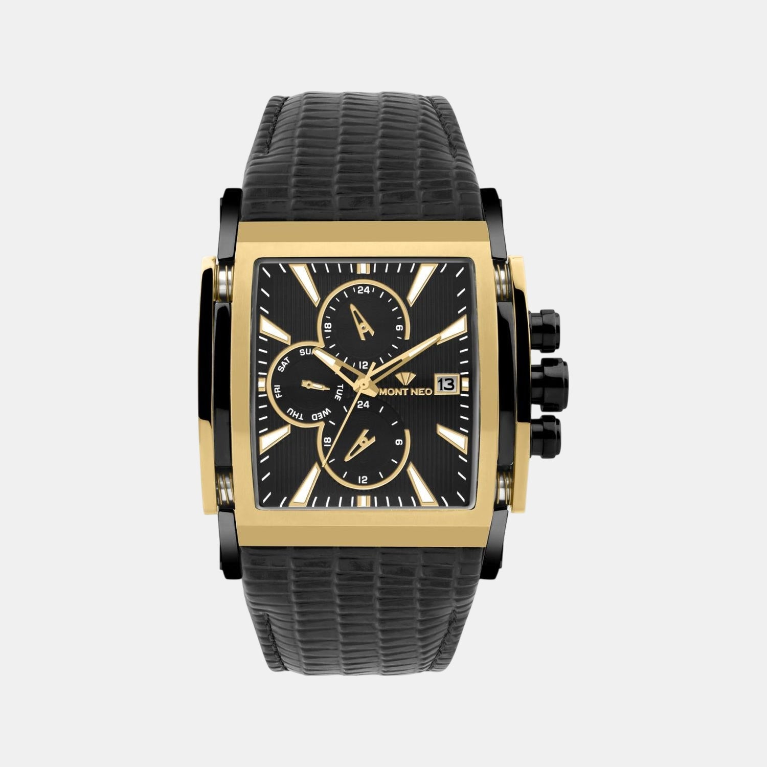 Mont Neo Men Black Leather Watch 1057M-L4204 – Just In Time