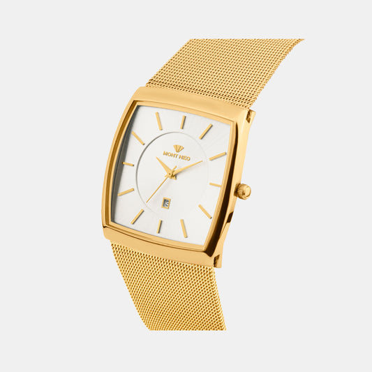 Men Quartz Silver Dial Analog Mesh Watch 1060E-B2203 Mont Neo 31 mm Square Quartz watch