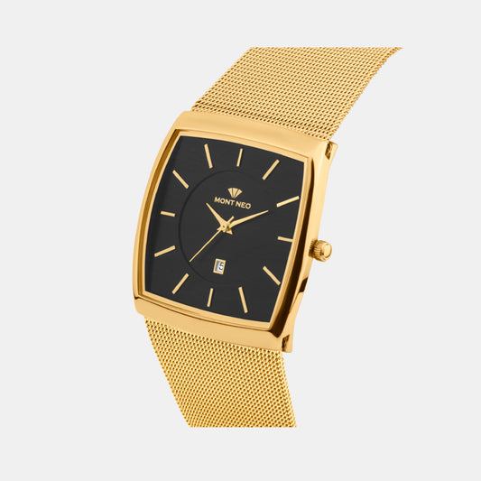 Men Quartz Black Dial Analog Mesh Watch 1060E-B2204 Mont Neo 31 mm Square Quartz watch