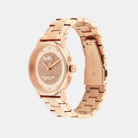 Grand Women Quartz Rose Gold Dial Analog Stainless Steel Watch 14503492 Coach 36 mm Round Quartz watch