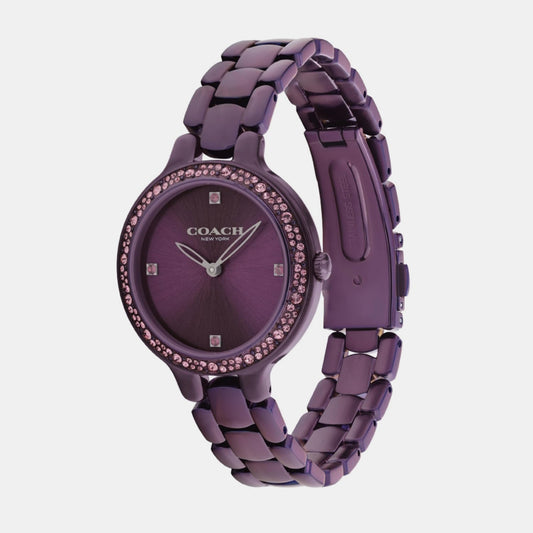 Chelsea Women Quartz Purple Dial Analog Stainless Steel Watch 14504353 Coach 32 mm Round Quartz watch