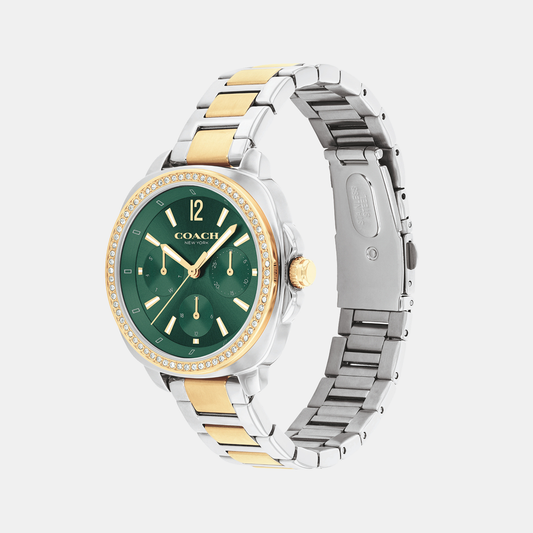 Kitt Women Quartz Green Dial Multi-Function Stainless Steel Watch 14504394 Coach 34 mm Tonneau Quartz watch