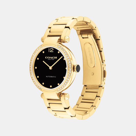 Cary Women Automatic Black Dial Analog Stainless Steel Watch 14504579 Cary Women Automatic Black Dial Analog Stainless Steel Watch 14504579