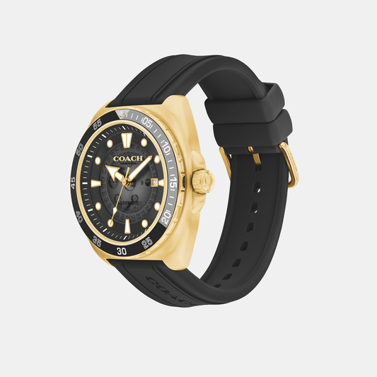 Charter Men Automatic Black Dial Analog Silicone Watch 14602718 Coach 44.5 mm Tonneau Automatic watch