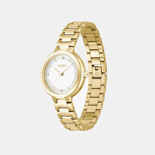 Sena Women Quartz White Dial Analog Stainless Steel Watch 1502758 Boss 34 mm Round Quartz watch