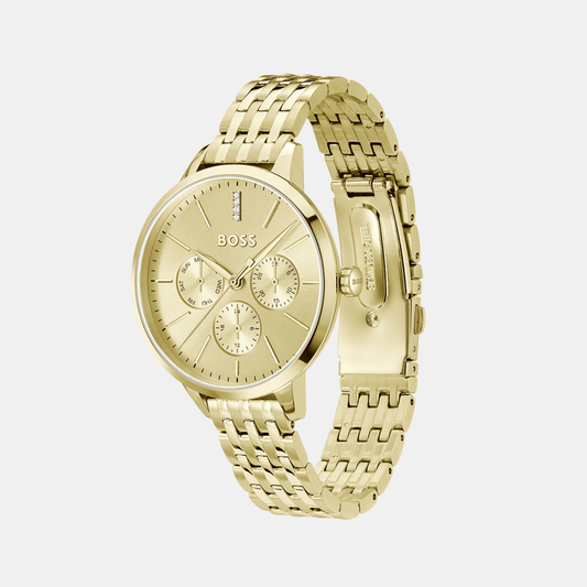Symphony Le Women Quartz Gold Dial Multi-Function Stainless Steel Watch 1502782 Boss 38 mm Round Quartz watch