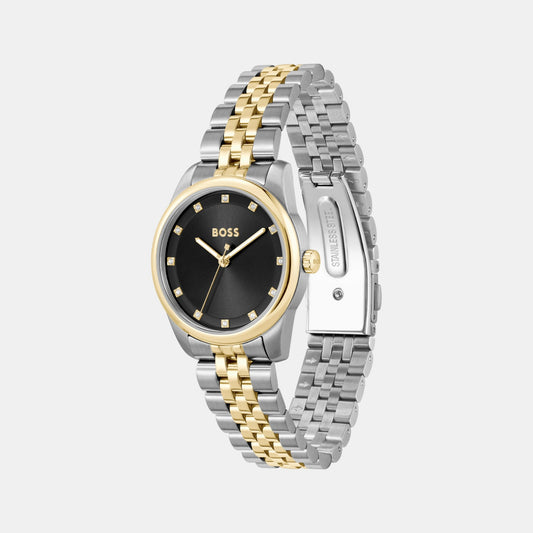 Graceful Precious Women Quartz Black Dial Analog Stainless Steel Watch 1502811 Graceful Precious Women Quartz Black Dial Analog Stainless Steel Watch 1502811