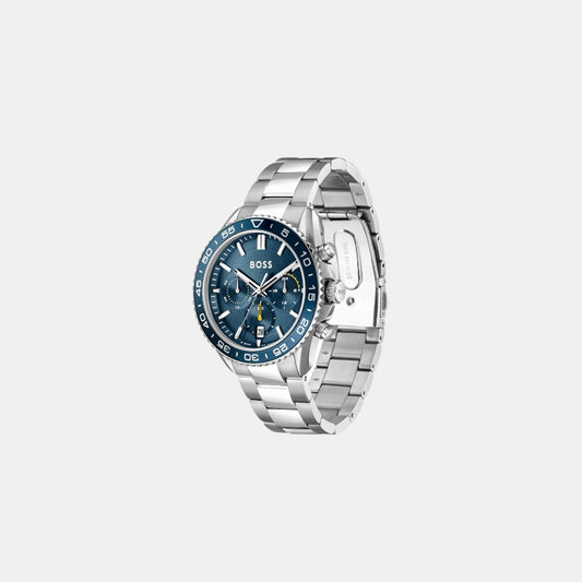 Runner Men Quartz Blue Dial Chronograph Stainless Steel Watch 1514143 Boss 44 mm Round Quartz watch