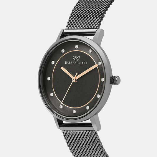 Women Quartz Black Dial Analog Mesh Watch 2005F-E0404 Darren Clark 34 mm Round Quartz watch