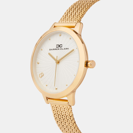 Women Quartz White Dial Analog Mesh Watch 2006B-E0202 Darren Clark 31 mm Round Quartz watch