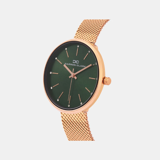 Women Quartz Green Dial Analog Mesh Watch 2007C-E0314 Darren Clark 35 mm Round Quartz watch