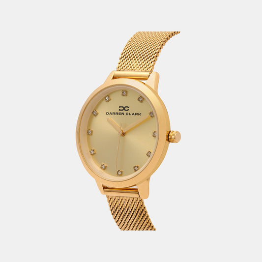 Women Quartz Champagne Dial Analog Mesh Watch 2008B-E0208 Darren Clark 31 mm Round Quartz watch