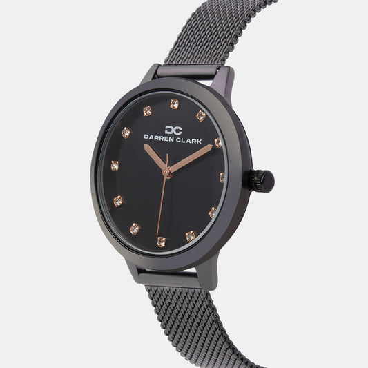 Women Quartz Black Dial Analog Mesh Watch 2008F-E0404 Darren Clark 31 mm Round Quartz watch