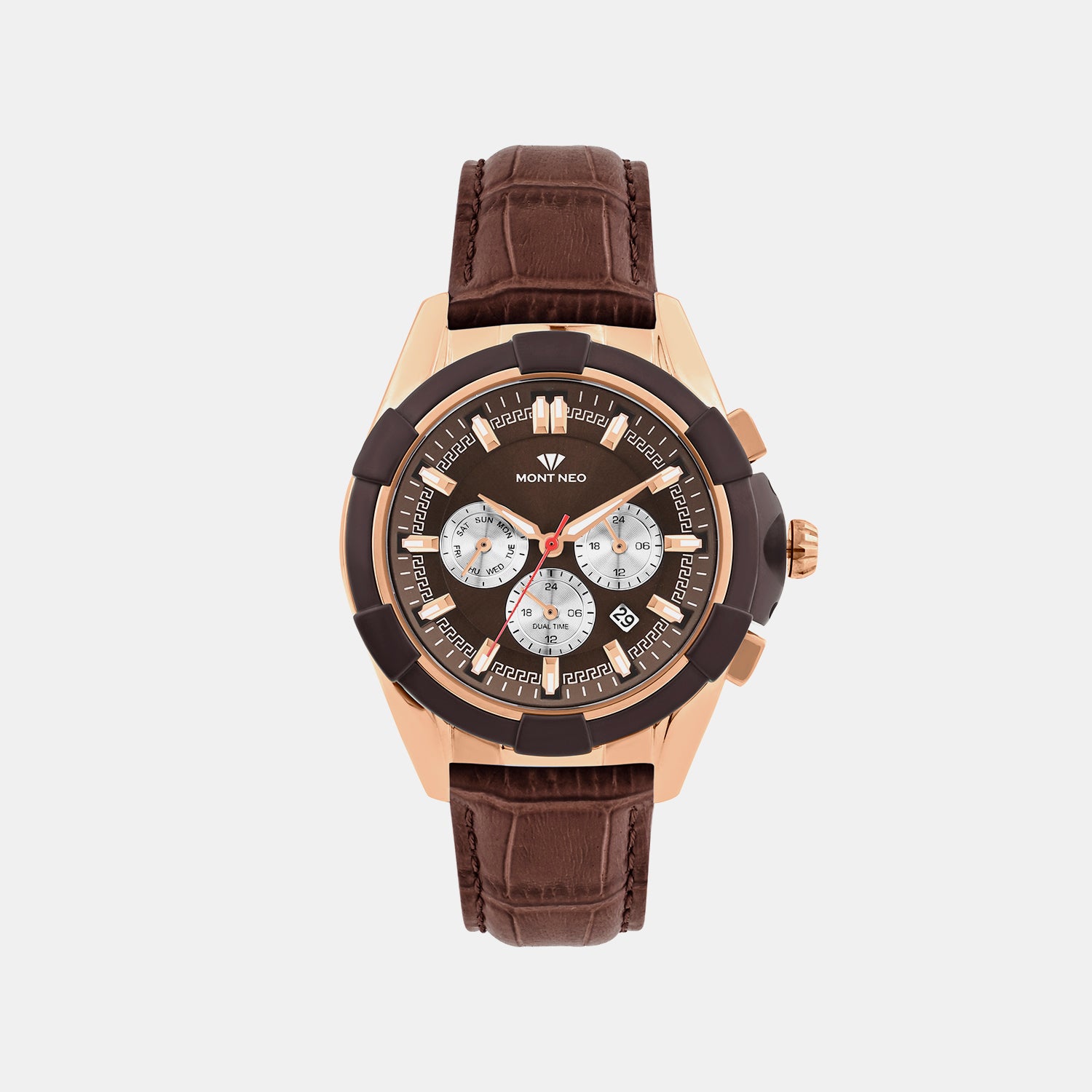 Mont Neo Men Brown Leather Watch 3512M-L3606 – Just In Time