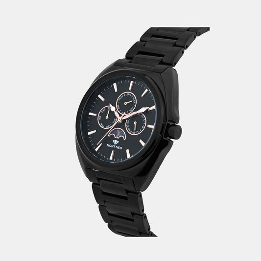 Men Quartz Black Dial Multi-Function Stainless Steel Watch 3514M-M4404 Men Quartz Black Dial Multi-Function Stainless Steel Watch 3514M-M4404