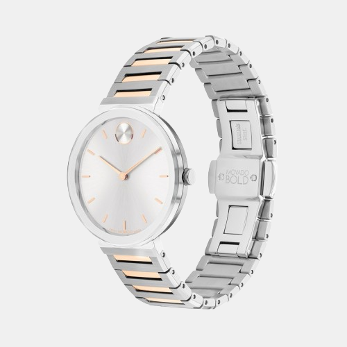 Bold Women Quartz Silver Dial Analog Stainless Steel Watch 3601146 Movado 34 mm Round Quartz watch