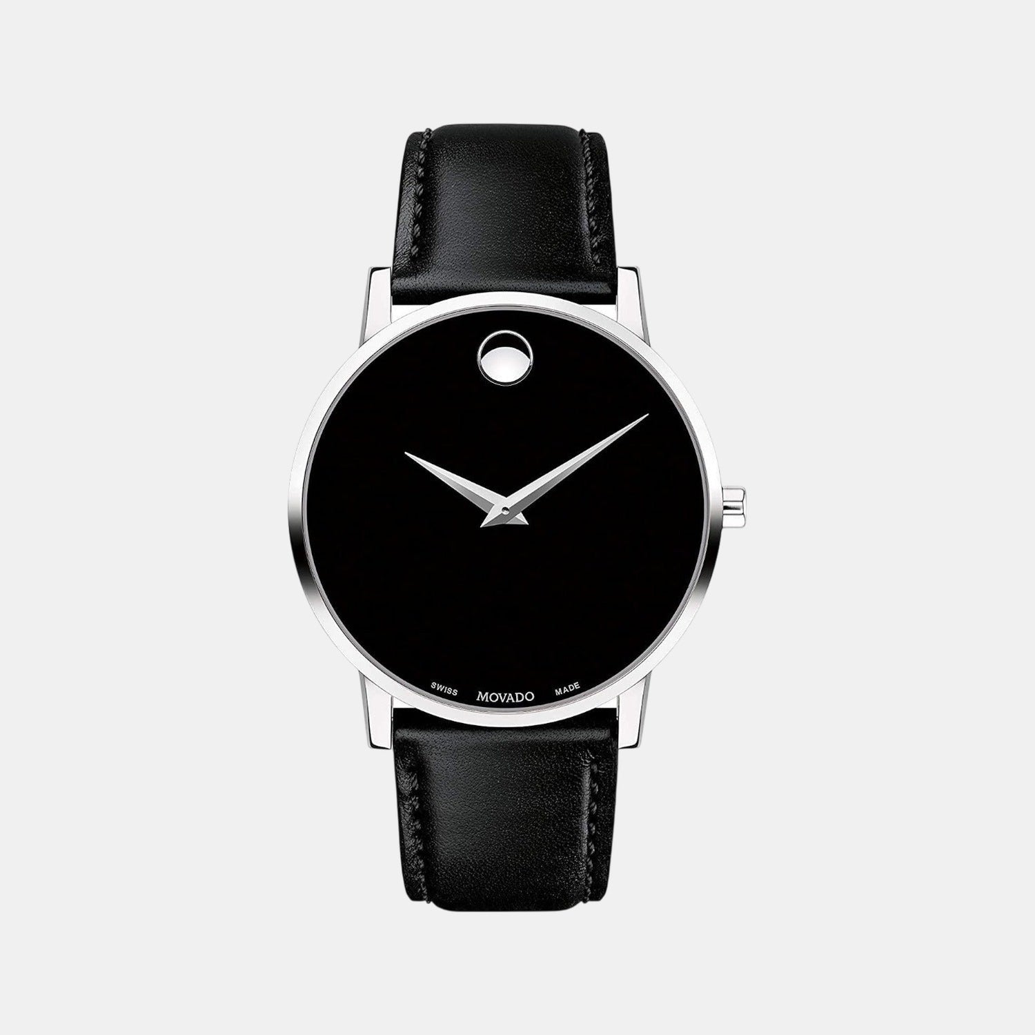 Movado Museum Men Black Leather Watch 607269 – Just In Time