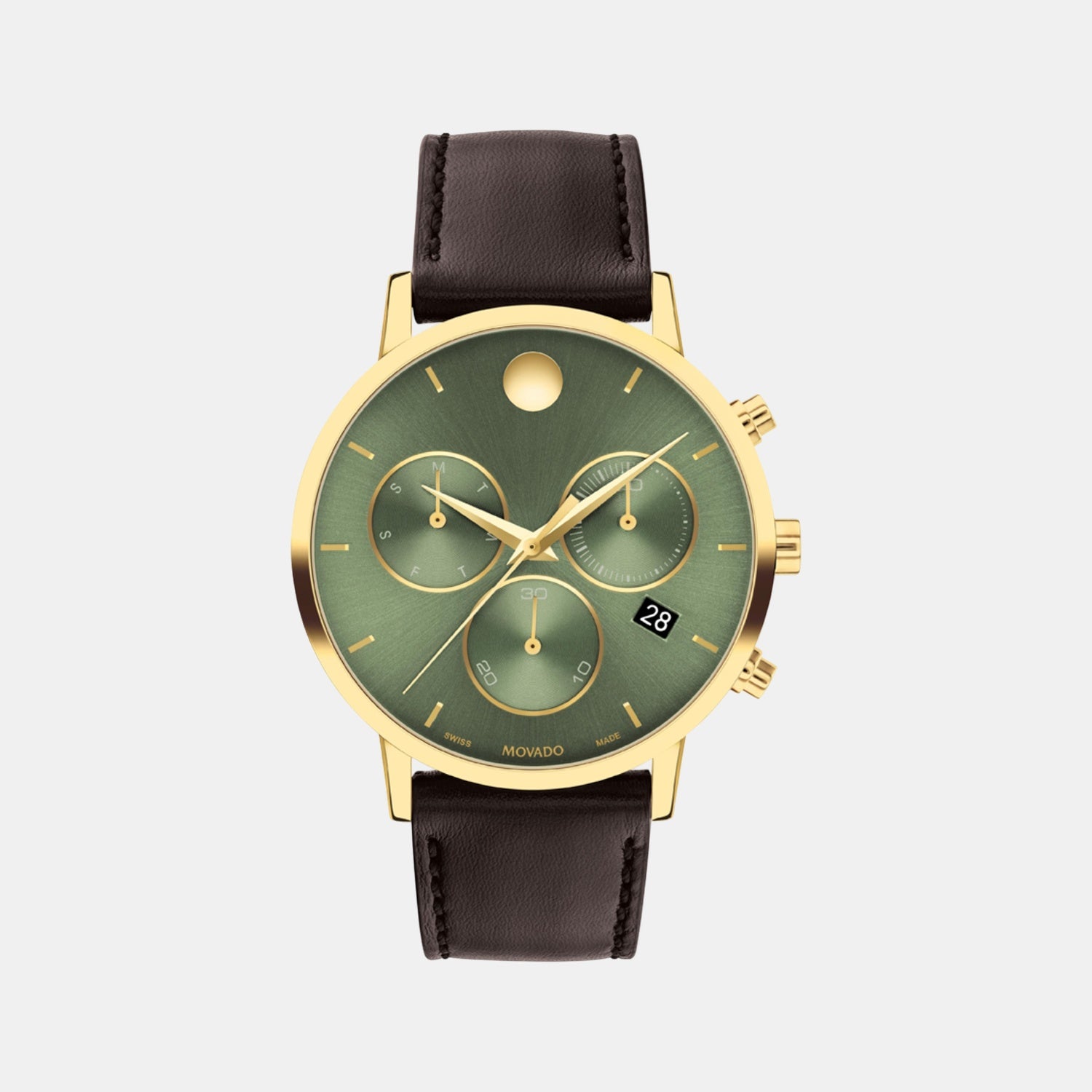 Movado Museum Men Green Chronograph Leather Watch 607890 – Just In