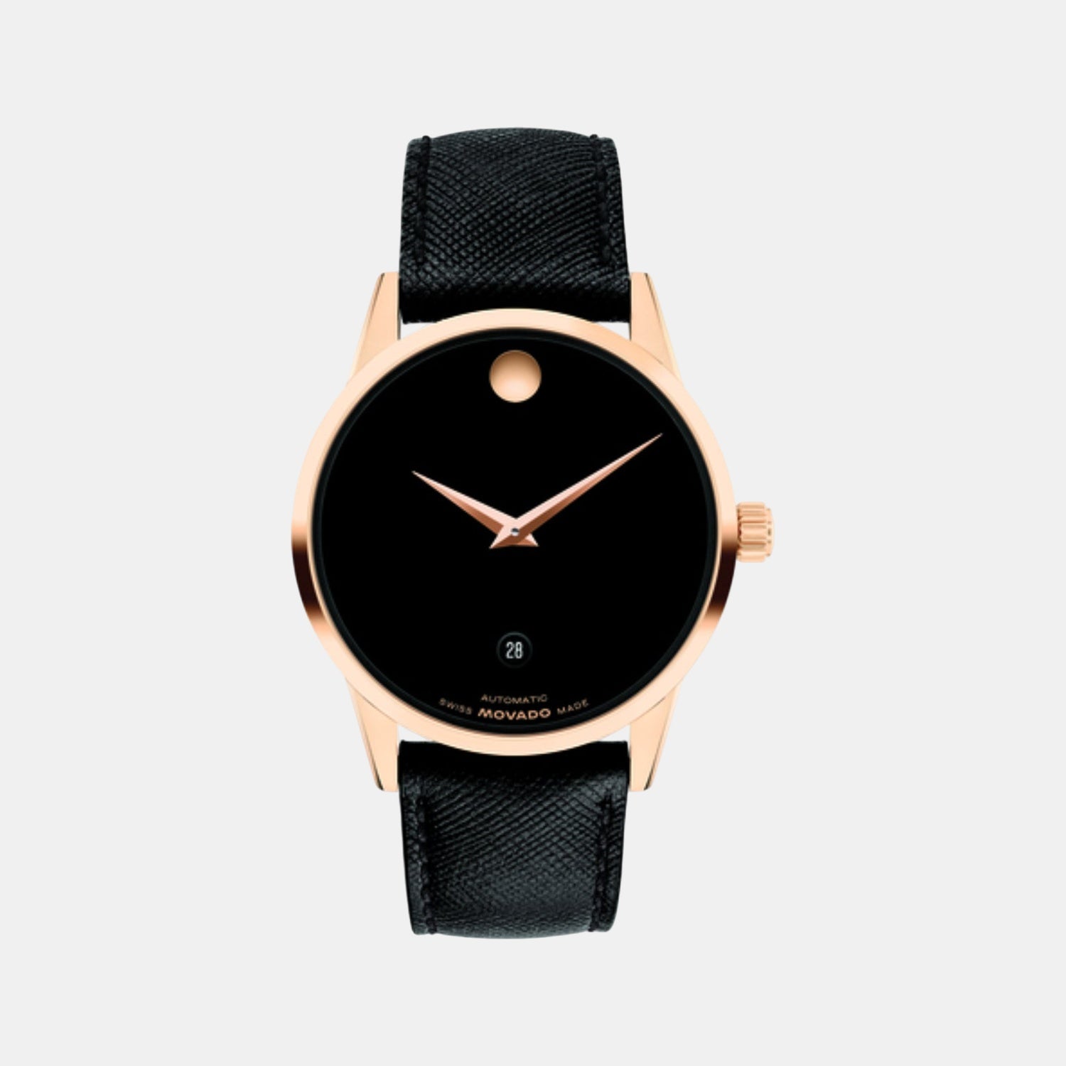 Movado Museum Men Black Leather Watch 608026 – Just In Time