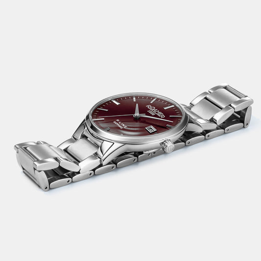 R-Line Classic Men Quartz Burgundy Dial Analog Stainless Steel Watch 718833 41 65 70 R-Line Classic Men Quartz Burgundy Dial Analog Stainless Steel Watch 718833 41 65 70