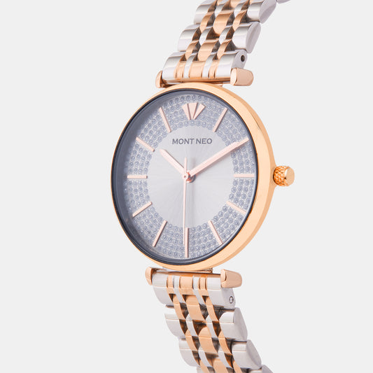 Women Quartz Grey Dial Analog Metal Watch 9001T-M1315 Mont Neo 31 mm Round Quartz watch
