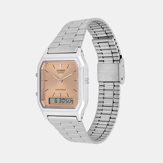 Vintage Unisex Quartz Orange Dial Analog-Digital Stainless Steel Watch AD279 Vintage Unisex Quartz Orange Dial Analog-Digital Stainless Steel Watch AD279