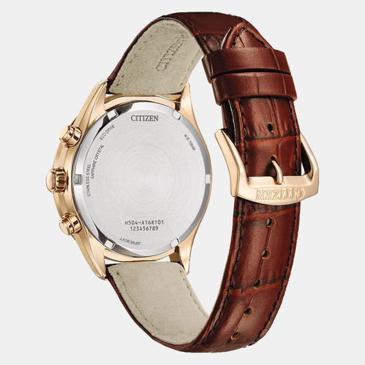 Eco-Drive Chronograph Men Brown Dial Leather Watch AT2573-07X Eco-Drive Chronograph Men Brown Dial Leather Watch AT2573-07X