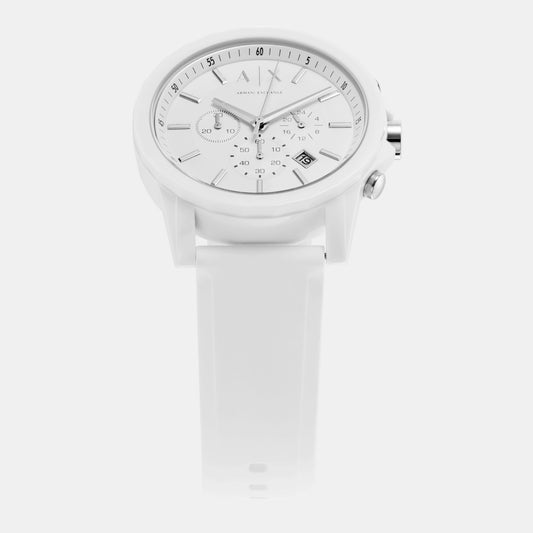 Men Quartz White Dial Chronograph Silicone Watch AX1325 Men Quartz White Dial Chronograph Silicone Watch AX1325