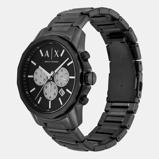 Na Men Quartz Black Dial Chronograph Stainless Steel Watch AX1765 Armani Exchange 44 mm Round Quartz watch