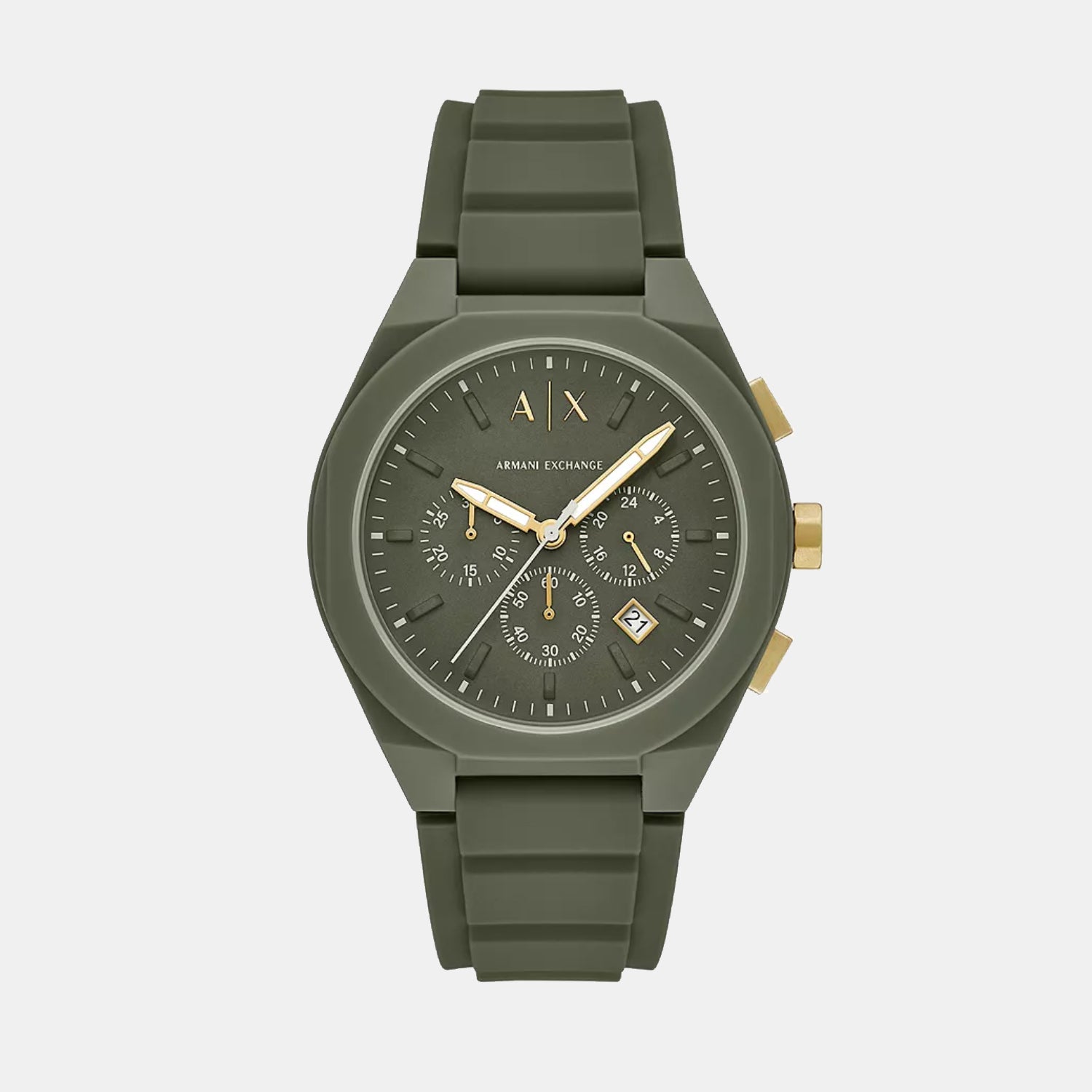 Armani Exchange Men Green Chronograph Silicone Watch AX4169 – Just