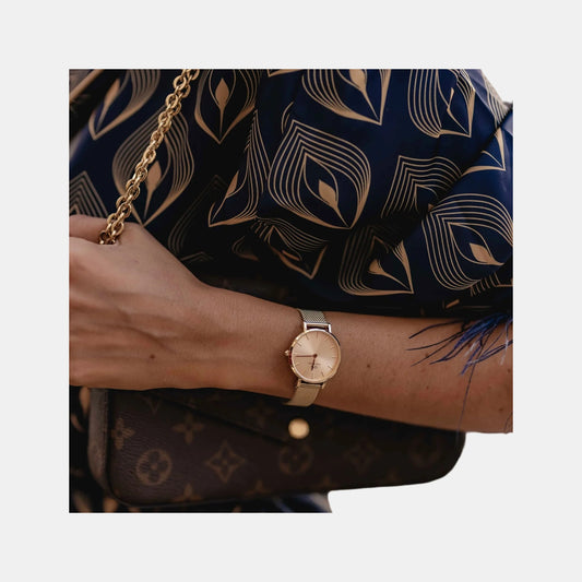 Petite Women Quartz Rose Gold Dial Analog Stainless Steel Watch DW00100470 Petite Women Quartz Rose Gold Dial Analog Stainless Steel Watch DW00100470