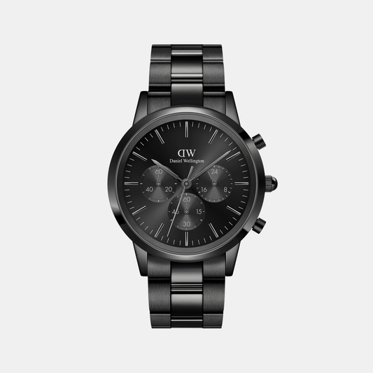 Iconic Male Black Chronograph Stainless Steel Watch DW00100642K