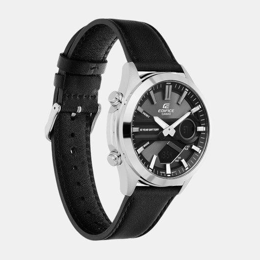 Edifice Men Quartz Black Dial Analog-Digital Leather Watch ED627 Edifice Men Quartz Black Dial Analog-Digital Leather Watch ED627