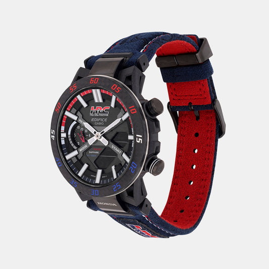 Edifice Men Quartz Black Dial Analog-Digital Alcantara Watch ED642 Edifice Men Quartz Black Dial Analog-Digital Alcantara Watch ED642