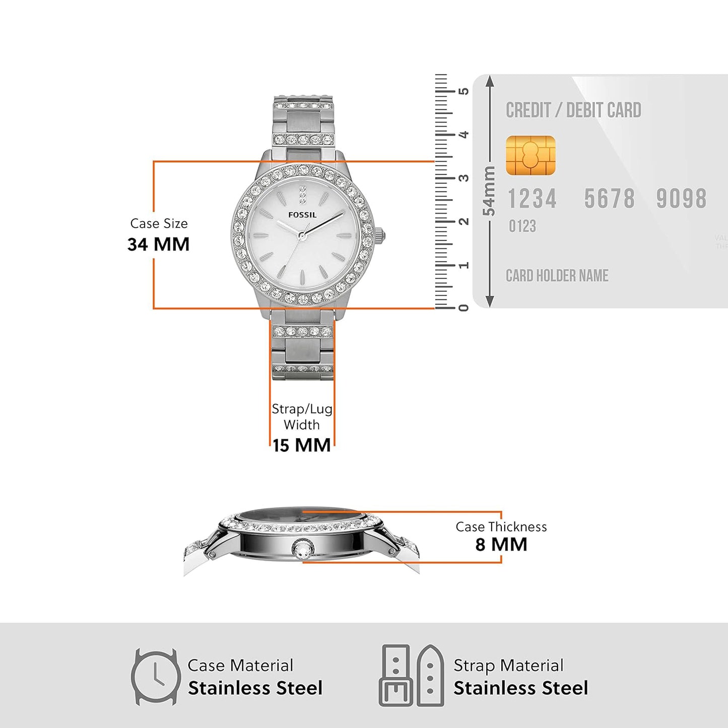 Female Silver Multifunction Analog Stainless Steel Watch ES2362