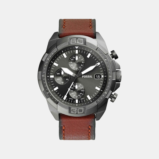 Male Grey Leather Chronograph Watch FS5855