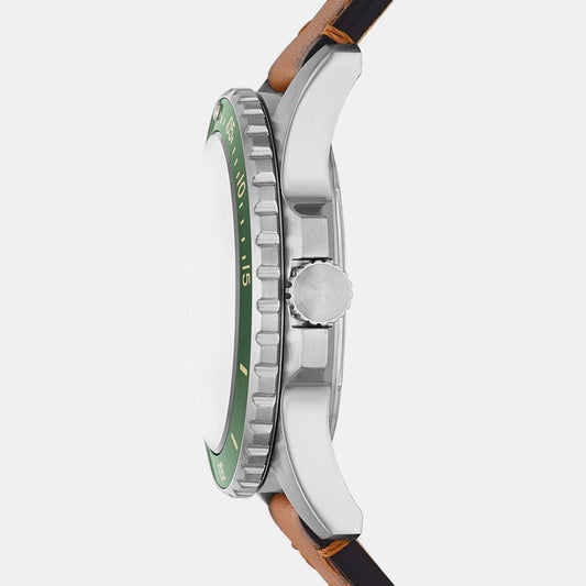 Fossil Blue Dive Men Quartz Green Dial Analog Leather Watch FS5946 Fossil 42 mm Round Quartz watch