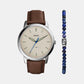 Male Grey Analog Leather Watch FS5966SET