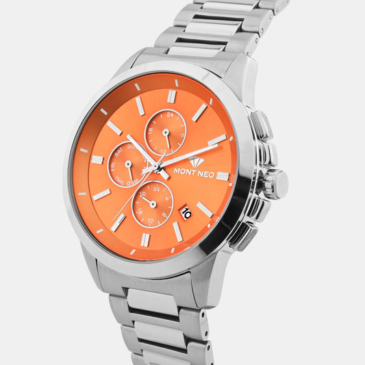 Men Quartz Orange Dial Multi-Function Stainless Steel Watch G1051M-M1119 Men Quartz Orange Dial Multi-Function Stainless Steel Watch G1051M-M1119