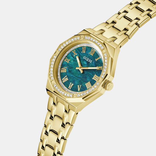 Desire Women Quartz Green Dial Analog Stainless Steel Watch GW0770L2 Guess Women Round Green watch