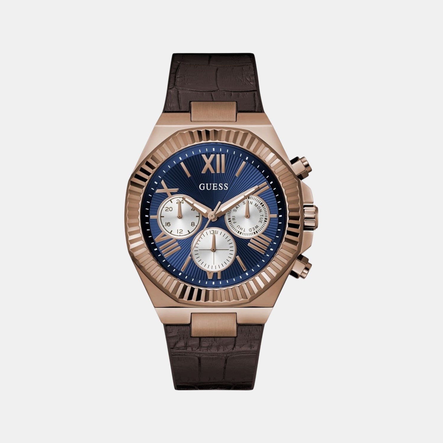 Guess Equity Men Blue Leather Watch GW0791G4 – Just In Time