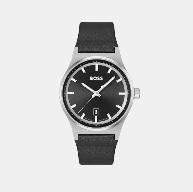 Candor Male Black Analog Leather Watch 1514075