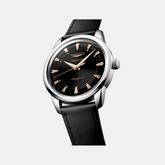 Conquest Heritage Men Automatic Black Dial Analog Leather Watch L16504522 Longines 40 mm Round Automatic watch