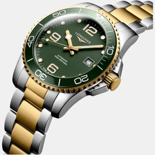 Hydroconquest Men Automatic Green Dial Analog Stainless Steel Watch L37813067 Longines 41 mm Round Automatic watch