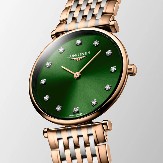 Women Quartz Green Dial Analog Stainless Steel Watch L45121087 Longines 29 mm Round Quartz watch