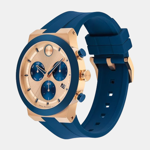 Bold Fusion Men Quartz Rose Gold Dial Chronograph Silicone Watch 3601139 Movado 44 mm Round Quartz watch